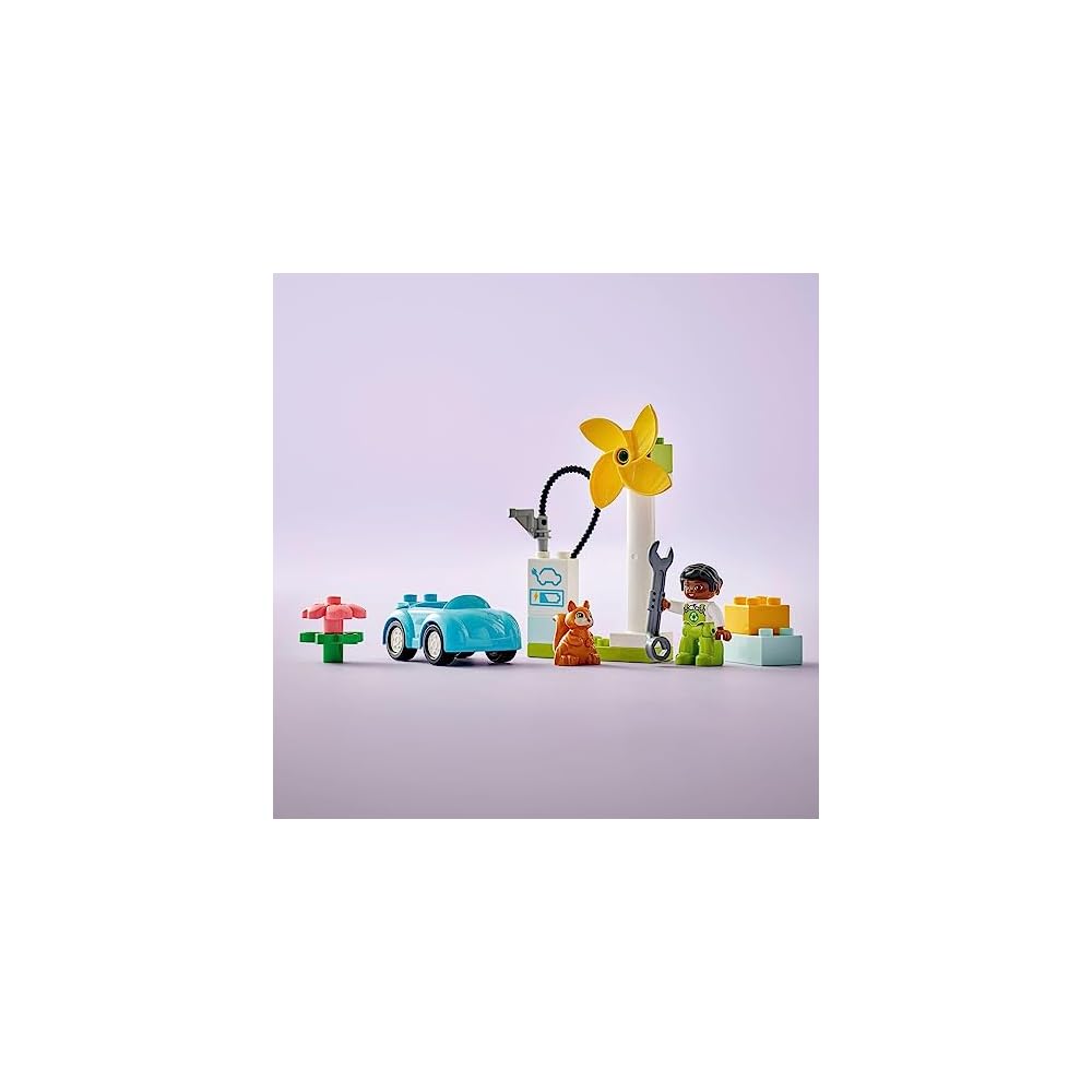 LEGO DUPLO Town Wind Turbine and Electric Car 10985 Building Blocks Toy for Toddlers Ages 2 and Up