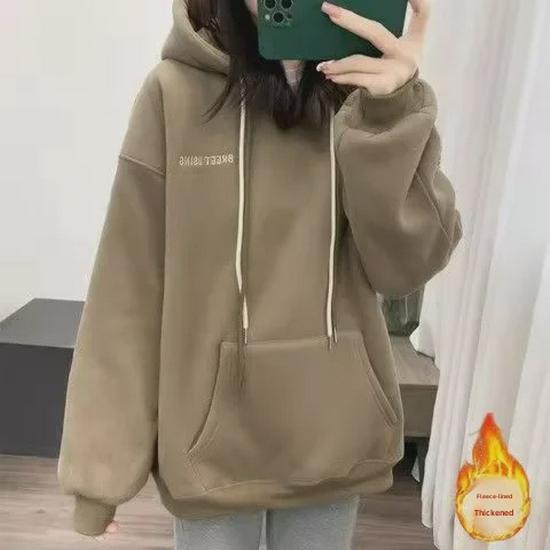 Women's Winter Lambskin Hooded Sweater: Loose, Warm, Thick, Versatile Casual Pullover Jacket