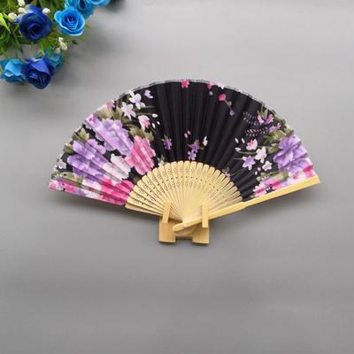 Folding Fan Double Sided Flower Pattern Bamboo Hollow Ribs Catwalks Dance Props Women Summer Hand Held Fan Party Supplies