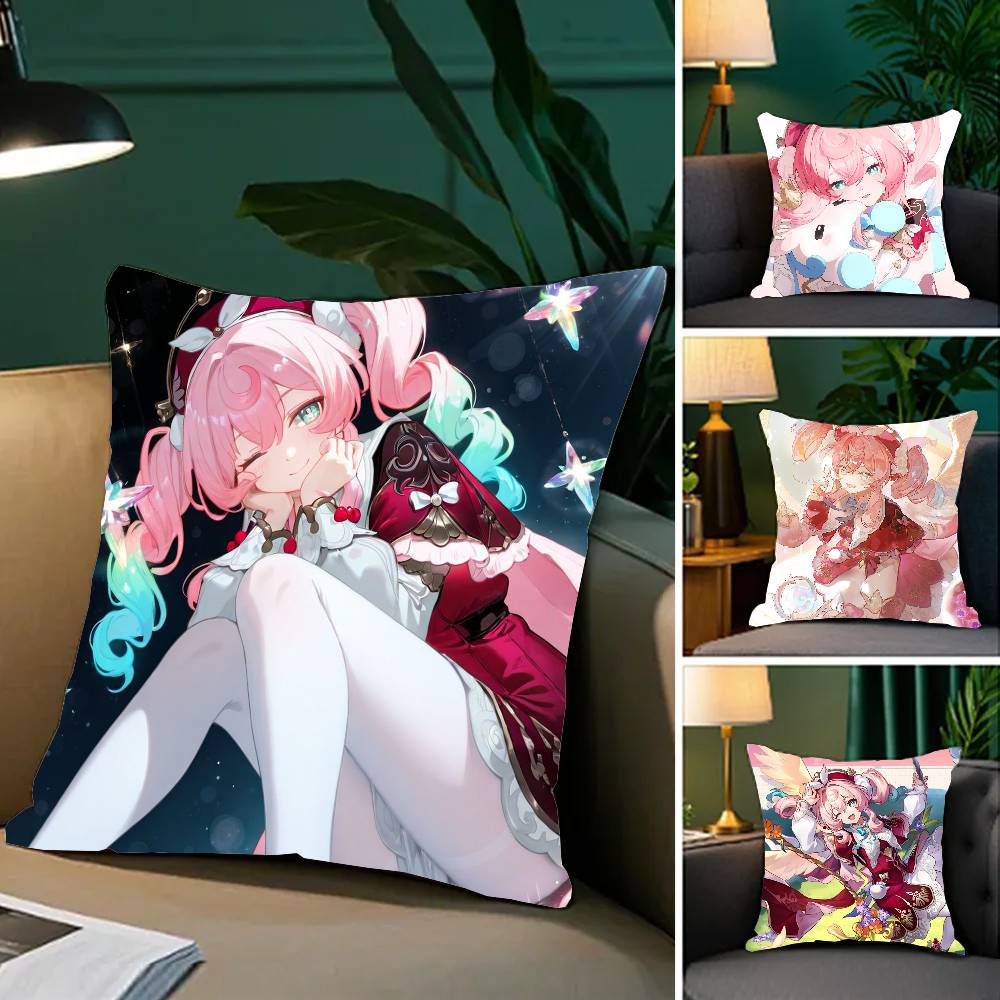 Hyacine Animated Game Honkai Star Rail Pillow Case Fashion Square Pillowcase Bedroom Sofa Room Ins Decoration Leisure