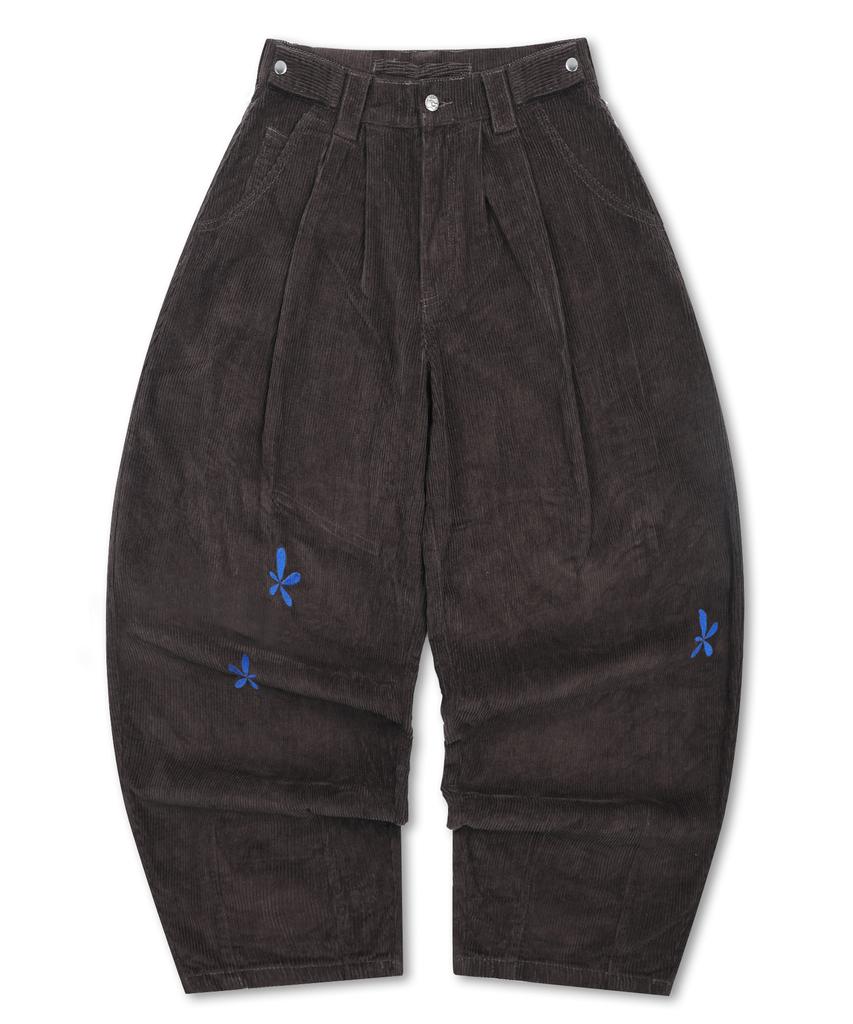 GLACK Gzp001 Double-Pleat Corduroy Balloon Pants (Brown)