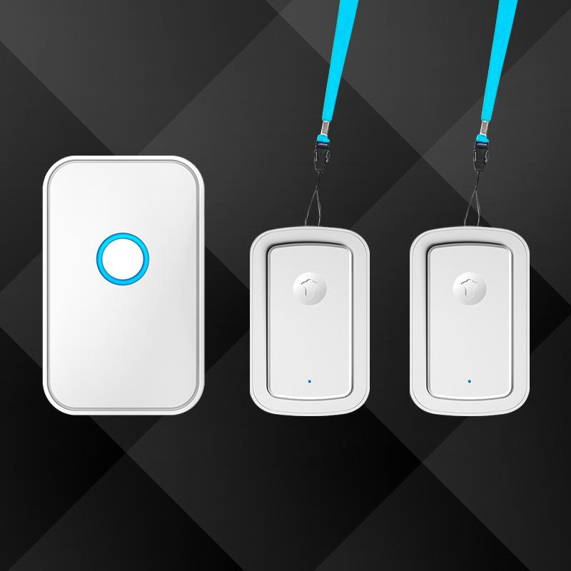 Waterproof Two-to-One Wireless Doorbell with Rechargeable Alert Ring for Elderly