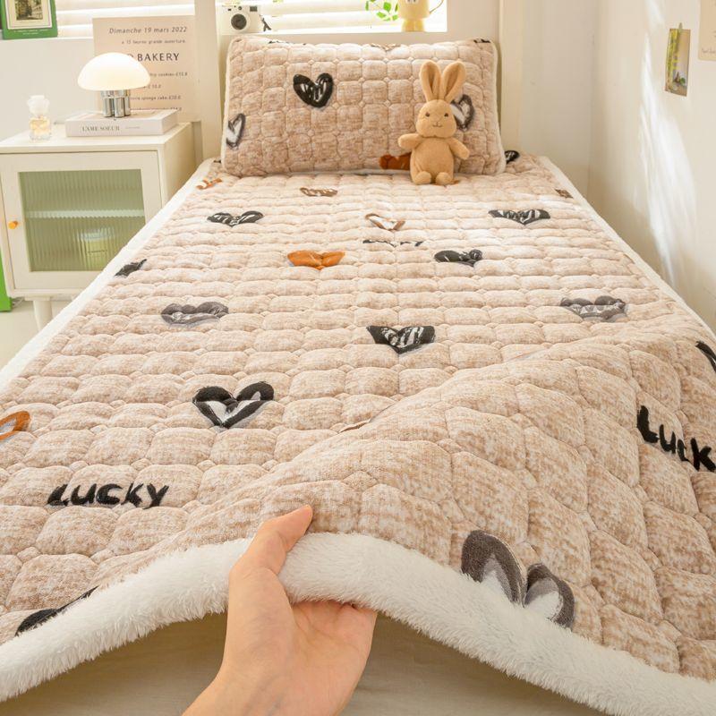 Autumn and winter milk velvet mattress cushion plus velvet mattress pad mattress pad household coral velvet thick warm1pcs