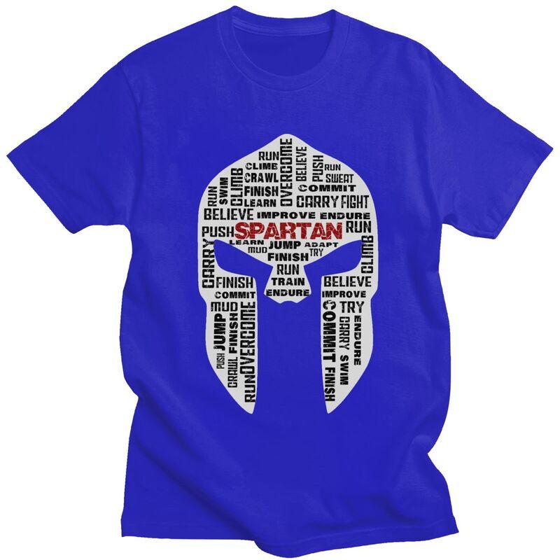 Custom Spartan Race Helmet Tshirt for Men Short Sleeves T Shirt Fashion Sparta Spirit Tshirts Loose Fit Pure Cotton Tees Gift