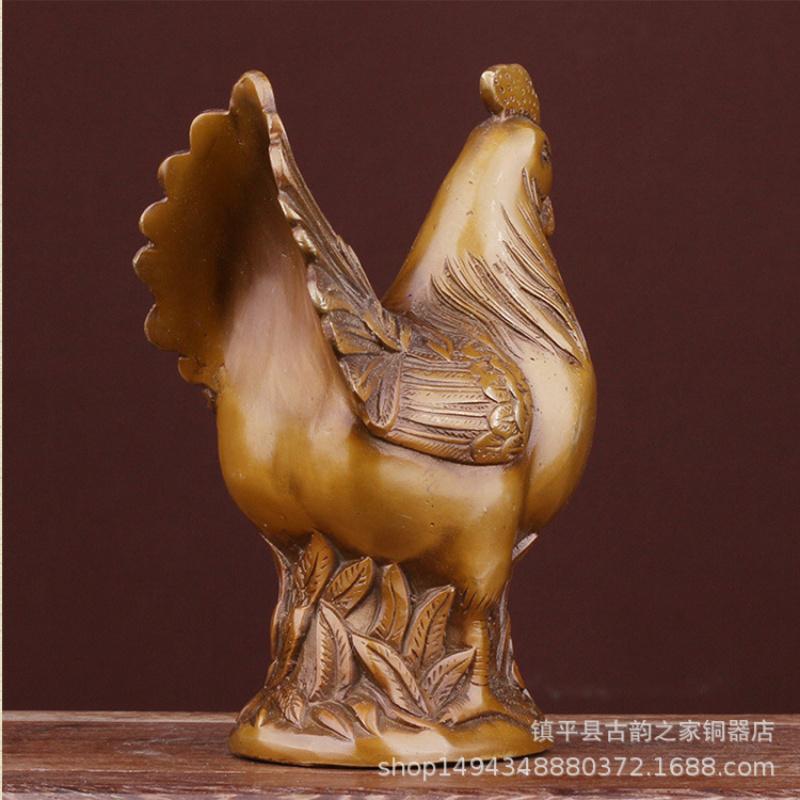 Pure Brass Copper Hen Zodiac Rooster Home Decoration Craft Ornament Bronze Art