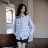 TonLion Women's Loose-Fit Plaid Long-Sleeve Button-Up Shirt