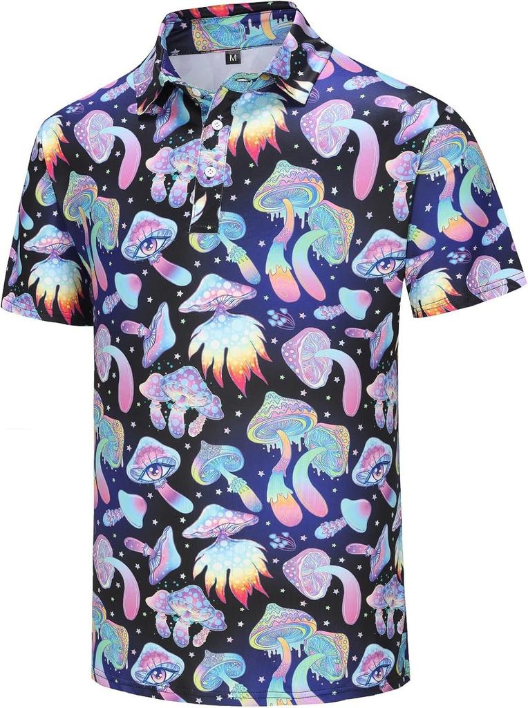 Casual essential! Vintage floral print short sleeve polo shirt for men