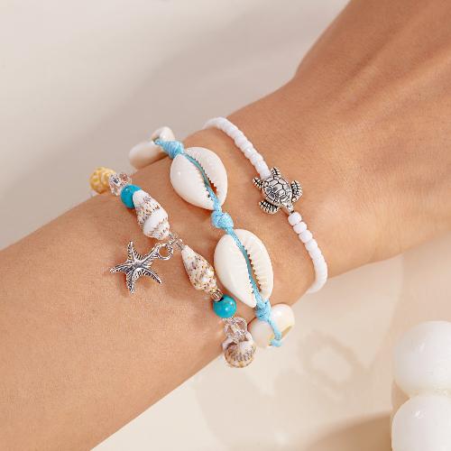 European American Fashion Bohemian Layered Beaded Bracelets Elastic Ethnic Bracelets for Women Female Bangle Bracelet