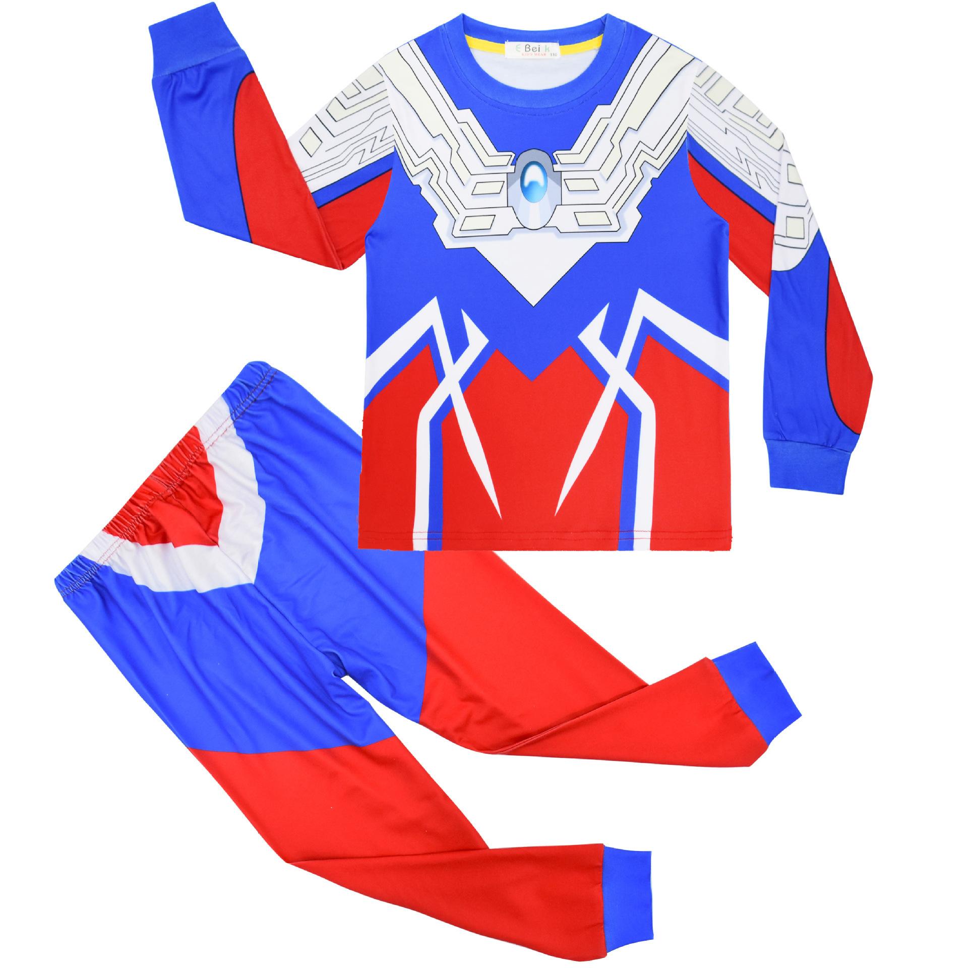 Children S Loungewear Crew Neck Set, Children S Long-Sleeved Pajamas And Pajamas Two-Piece Set 6024 100