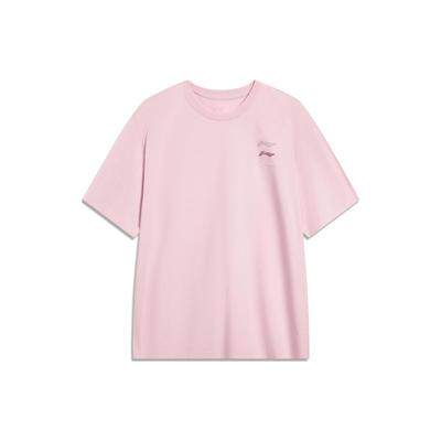 Loose-Fit Short Sleeve T-shirt With Logo Print Unisex Tops Soft-Sand-Pink AHST787-5