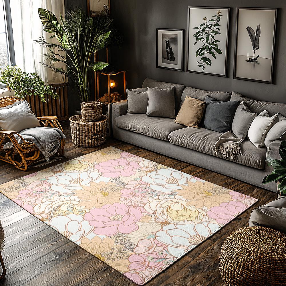 

Floral Doormat Indoor Outdoor Welcome Mat Washable Entryway Rug Non Slip Home Decor Area Rug Pink Flower Pattern Floor Mat Gift 50x80cm