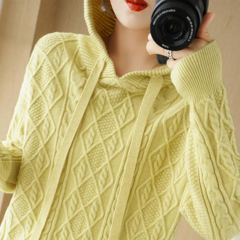 Women Knitted Hoodie Sweater MODERN NEW SAGA Winter Knitted Pullover Sweatshirt Autumn Cashmere Wool Sweaters Female Jumper