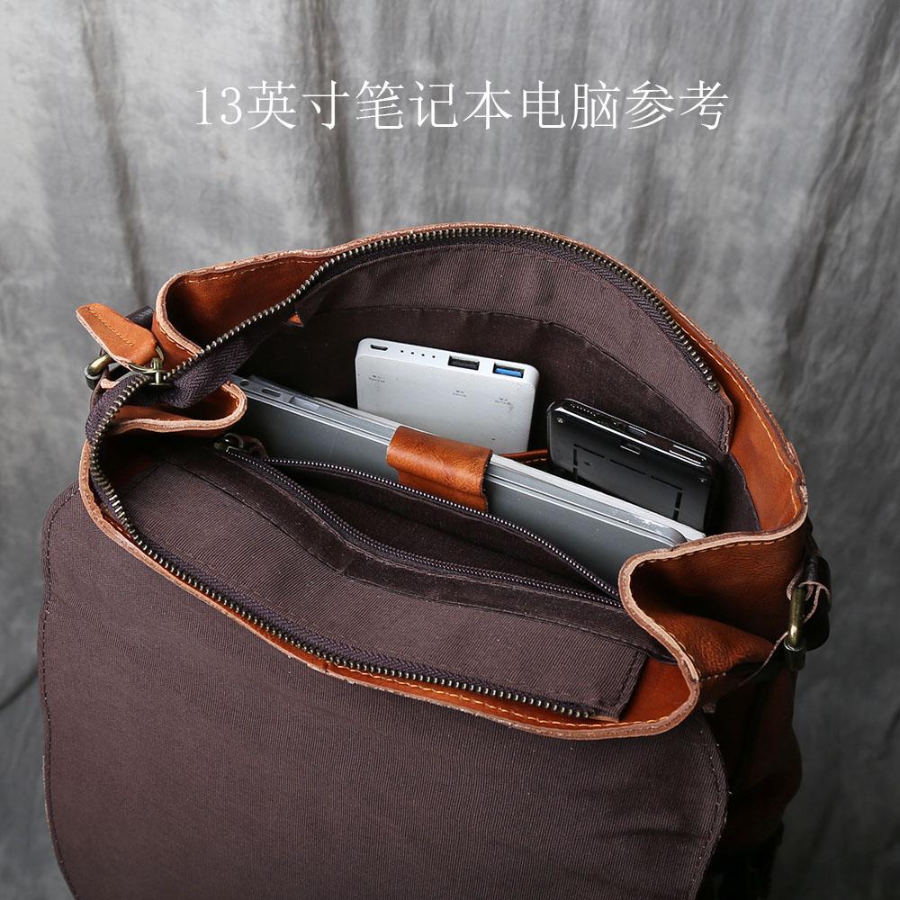Retro Cowhide Backpack for Men Handmade Polished Leather Casual Computer Backpack Outdoor Large Capacity Trendy Backpack