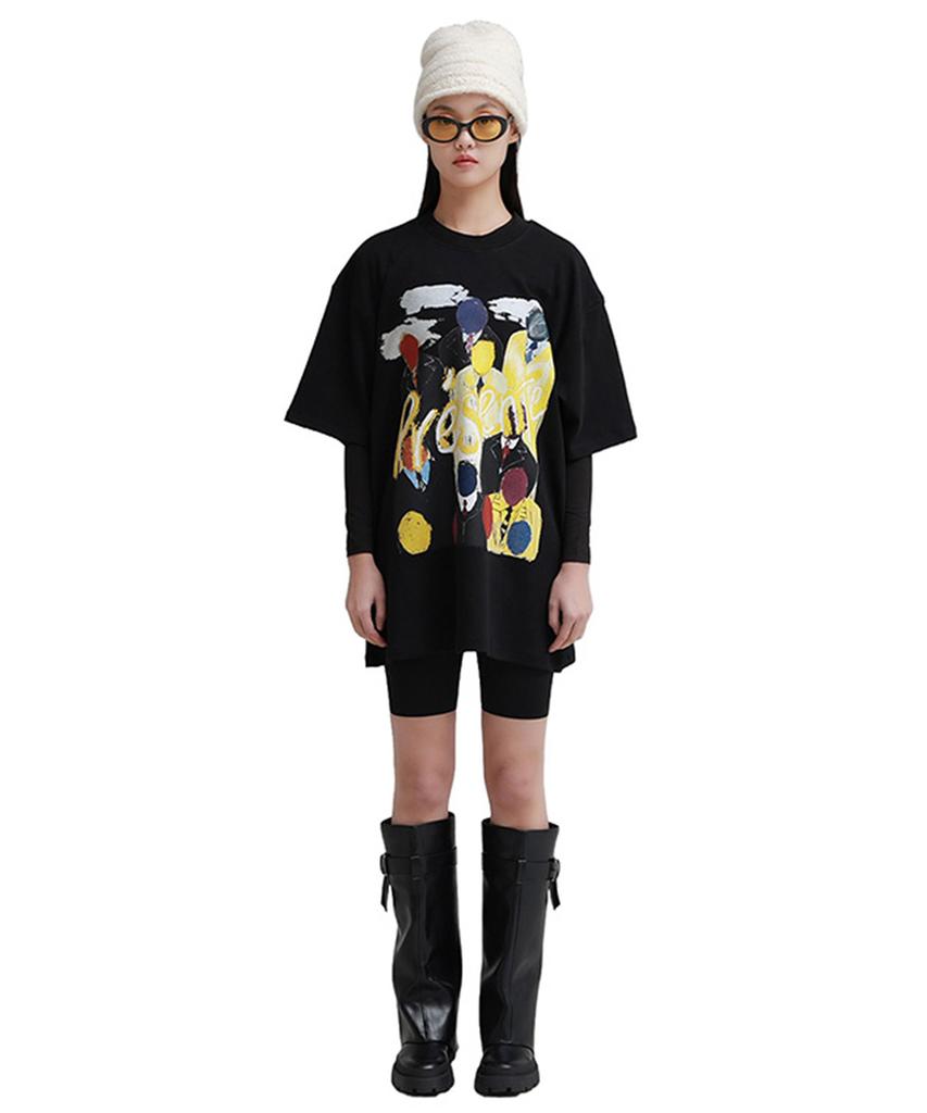 Myunipeulojegteu Present People Graphic Oversized Organic Short Sleeve T-Shirt