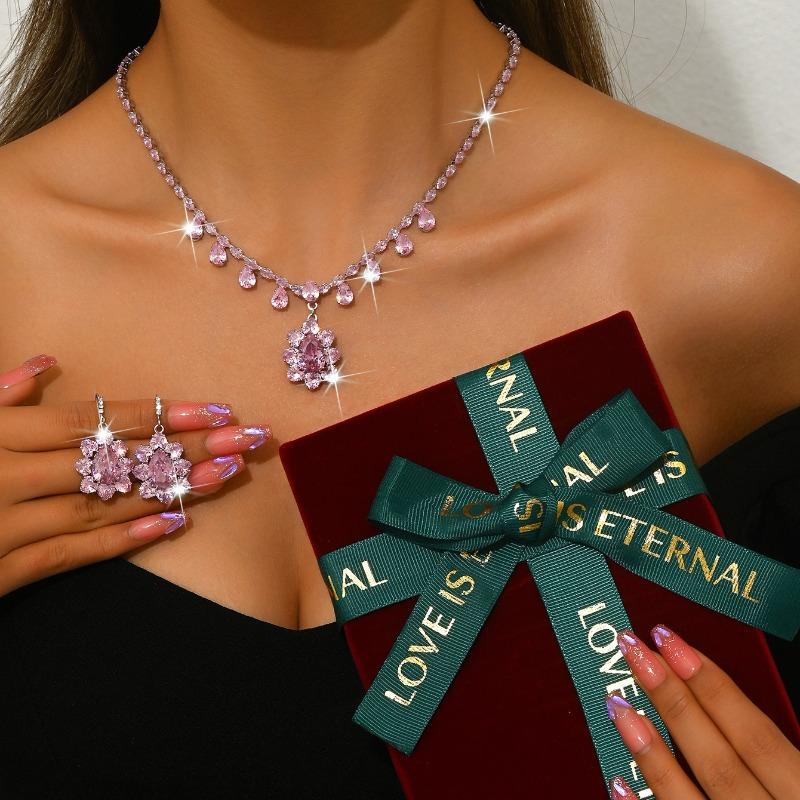 Meier Round crystal necklace earrings zircon rhinestone set - hot selling bridal accessories
