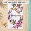 Birds Theme Soft Beach Towel Personalized Custom Name Text Towel Portable for Beach Pool Travel