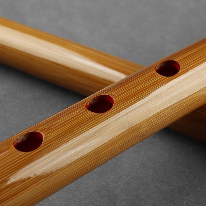 BENLENTAKIZAYIKUYA Bamboo Shinobue Red String 7 Upgraded Traditional Bamboo Flute Flute, Wrapped, Holes, 8-Tone Scale, Instrument, (Red Wrapped)