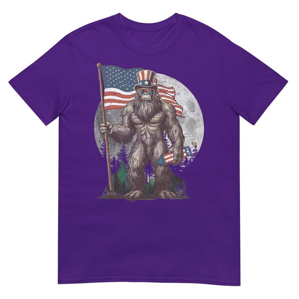 Bigfoot 4th Of July Shirts Unisex Sasquatch Usa American Flag Tshirt