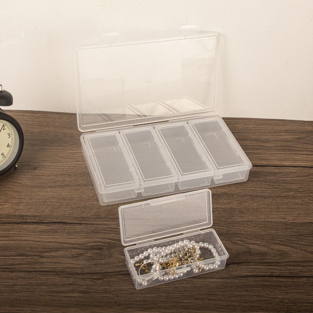 Adjustable Dividers Clear Storage Box Plastic with Removable Compartments Organizer Case Reusable Clear Rectangular Storage Box