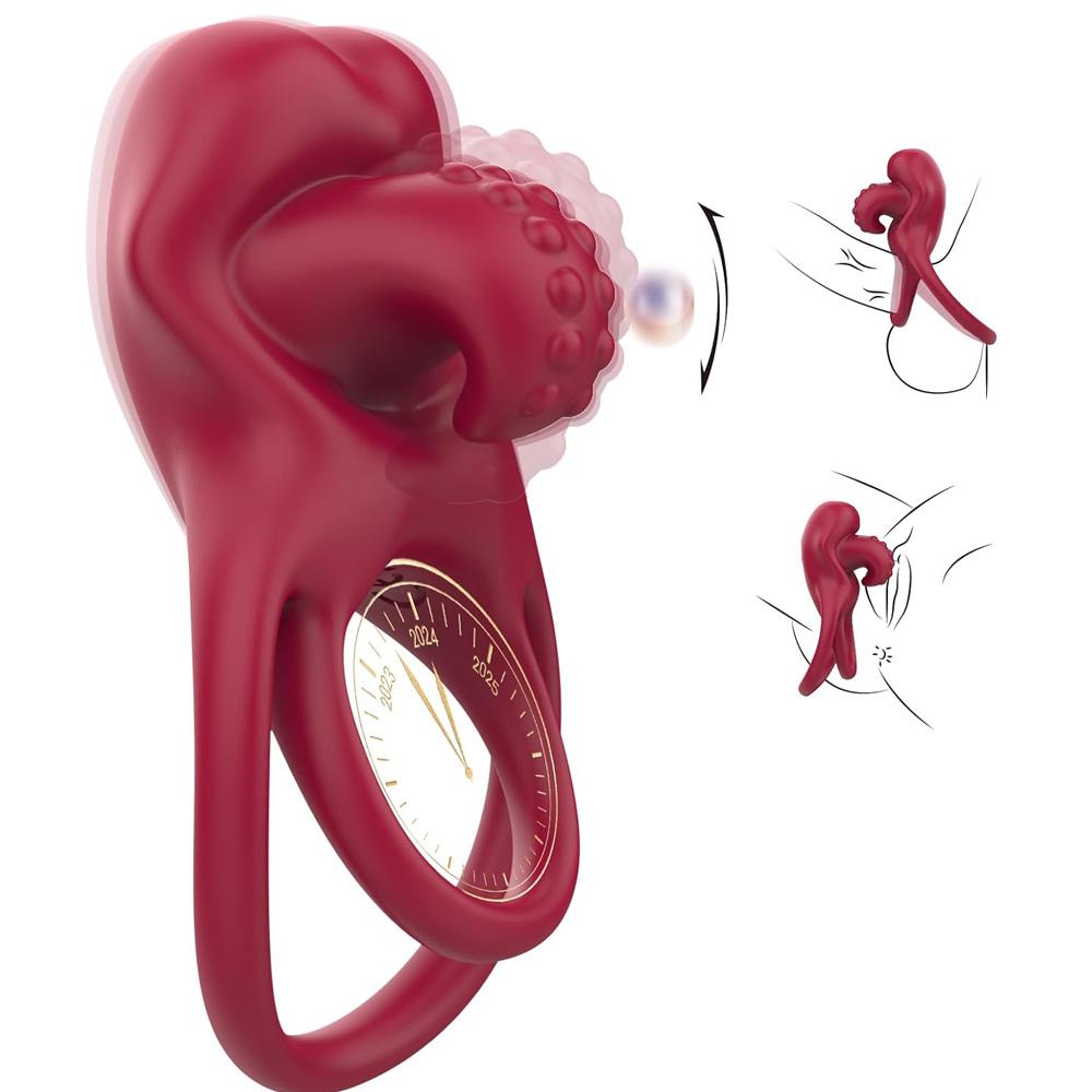 3-in-1 Tongue-Licking Vibrating Cock Ring with Tongue-Style G-Spot & Clitoral Stimulator Delay Erection Adult Toy for Men & Women