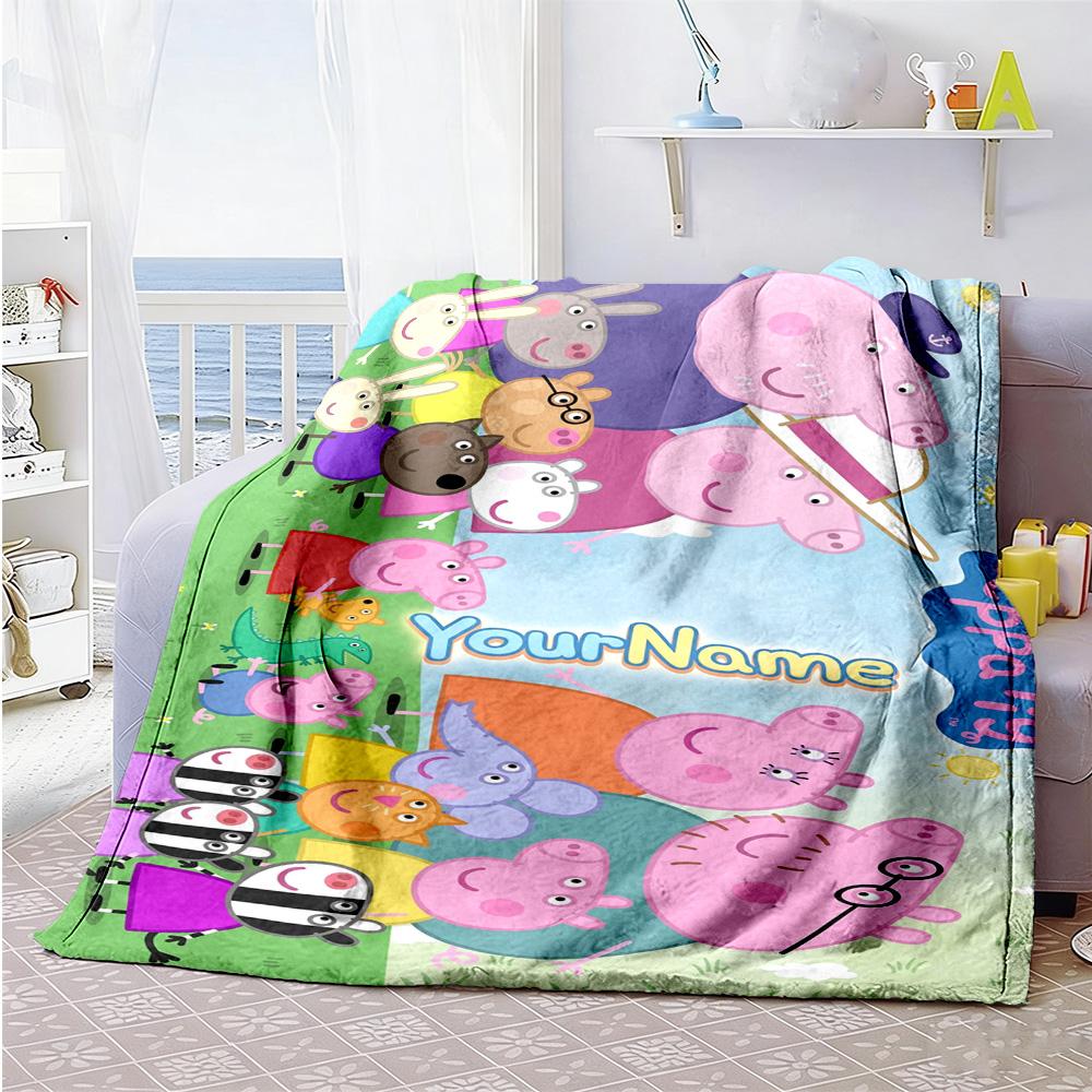 Peppa Pig Customize Text Blanket Lightweight Personalized Blanket Warmthful Decor Suitable for Office Chair Seaside Bedding Couch for All Occasions
