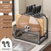 Gunmetal Grey Kitchen Knife and Pot Lid Rack