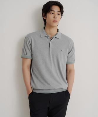 Binpolmen [Essential] Italian Cotton Collared Neck Knit Gray