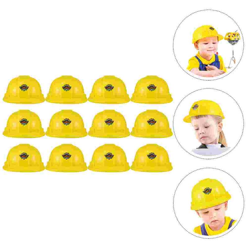 

12Pcs Safety Toys Engineering Hats For Bright Plastic Playthings Construction Party Supplies Festive Event 21X17.5CM жёлтый