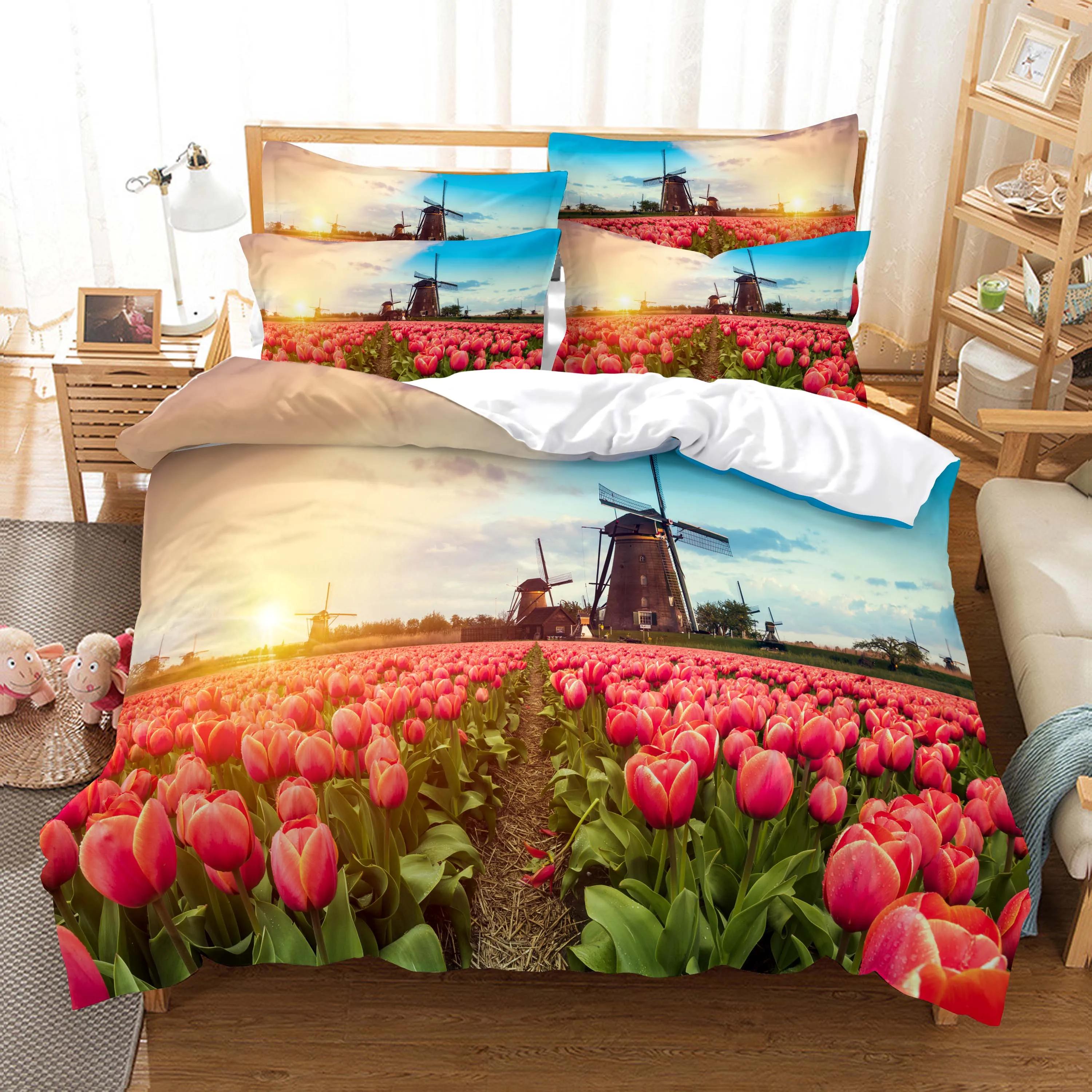 

Valentine S Day Gift 3D Rose Duvet Cover+Pillowcases Wedding Decoration Bedding Sets Red Pink Flower Bedroom Comforter Cover EU Single(135*200cm)3pcs