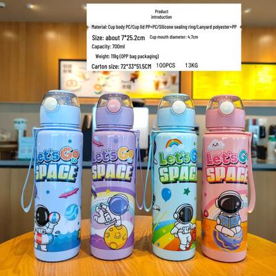 Cartoon Astronaut Portable Straw Water Cup for Kids