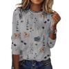 Fashion Women Long Sleeve Cross Border Floral Print Trendy T-Shirt European American