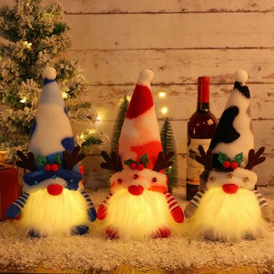 Christmas Antlers Glowing Doll Short Legs Faceless Doll Midget Rudolph Doll Christmas Decoration