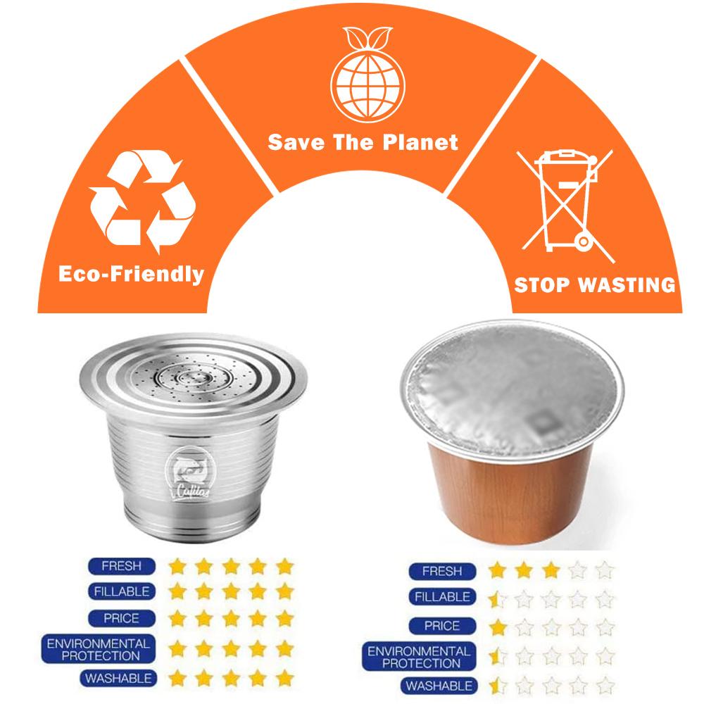 Para Cápsula de Café Reutilizável Nespresso Pod com Filtro Reutilizável com Anel Dosador Compactador Acessórios Ferramentas para Máquina de Café