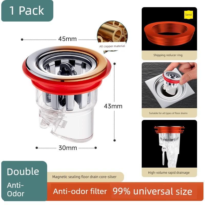 All-Copper Floor Drain Anti-Odor Inner Core Universal Bathroom Toilet Anti-Insect Sewer Pipe Anti-Odor Sealing Cover