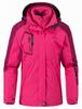 [Gopune] Women's 3-in-1 Mountain Parka Jacket, Outdoor Coat with Detachable Fleece Liner, Waterproof Windproof Hiking Ski Jacket, Rose Red 2XL