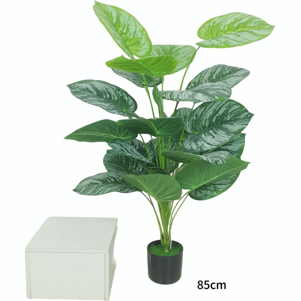 Large Nordic Fake Green Plant Ornament - Potted Green Apple Prayer Plant with Hanging Bell for Floor Decoration