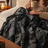 Halloween Plaid Flannel Throw Blanket with Single-Sided Print, Cozy for Couch and Bed