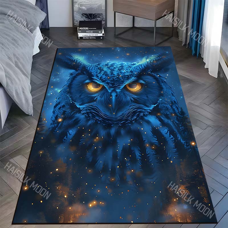 

Blue owl night sky fireflies forest magical glow Carpet for Living Room Bedroom Home Decor Rus Non-slip Floor Mat Luxury Gift 40x60cm