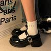 Heightening Summer Black Round Head Jk Japanese Platform French High-heeled Small Leather Shoes Women's Spring and Autumn Retro Mary Jane Single Shoes