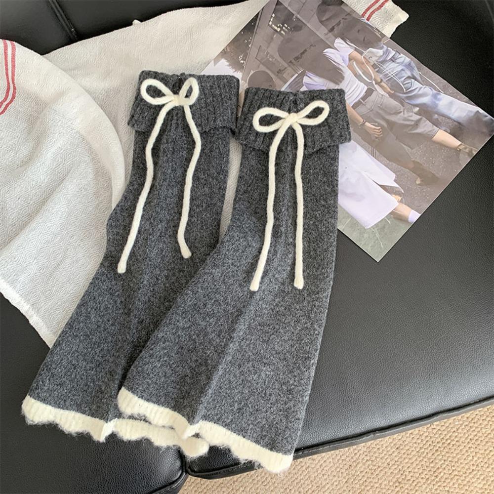 Y2K Knit Banding Leggings Flare Knee High Socks Fashion Women's Plush Stockings Women