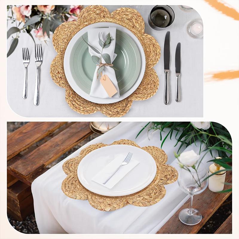 1PC Woven Heat-Resistant Flower-Shaped Eco-Friendly Placemat Insulating Husk Multi-Purpose Natural Home-Use Corn Durable