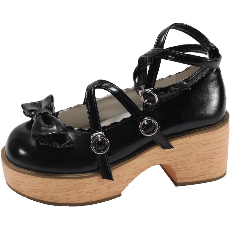 

Fashion Round Toe Butterfly-knot Mary Janes Square Heel Mid Heel Women s Bags on Sale 2025 Fashion Buckle Strap Sweet Party Pumps 35