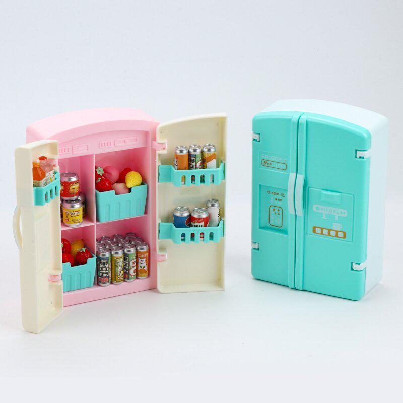 Mini Food Toy Set: Double-Door Fridge & Dollhouse DIY Model