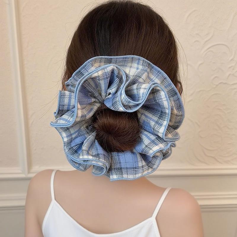Elegant Four-Layer Lace Plaid Hair Tie – Stylish Hair Accessory for Women