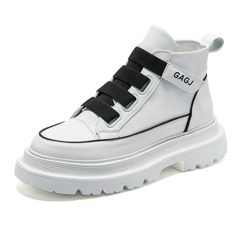 High-top Shoes Men's Little White Shoes Men's Board Shoes Fashion Trend Side Buckle Men's Boots Martin Shoes Platform Spot