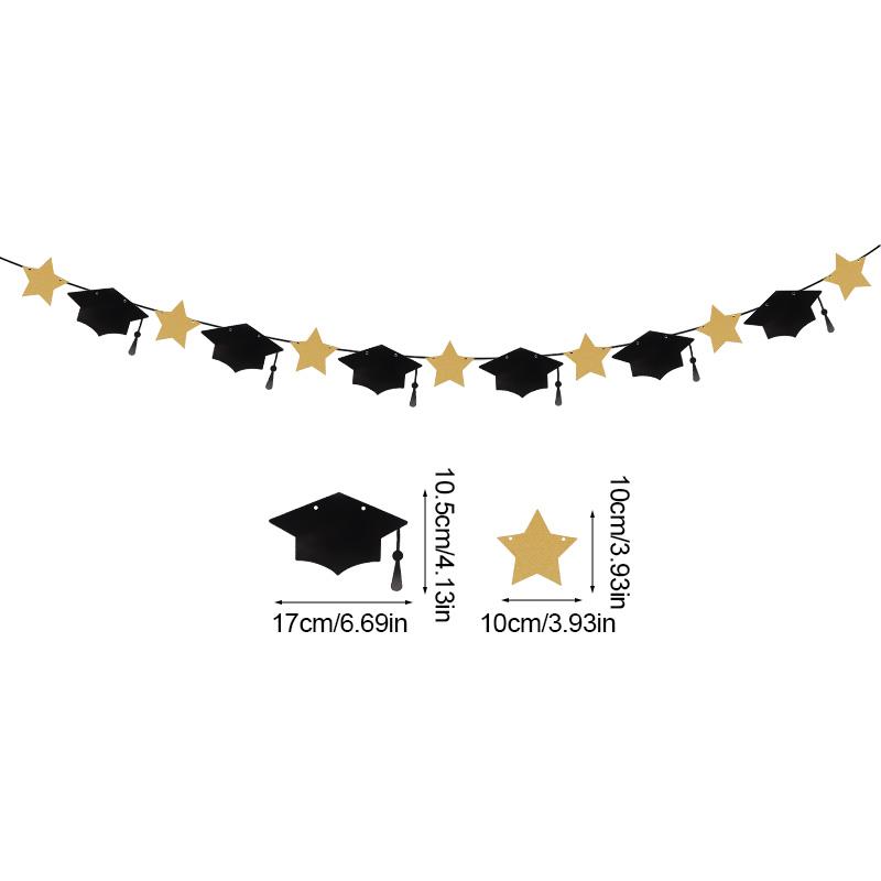 2026 Graduation Party Paper Banner Garland Hanging Spirals Gold Black Latex Balloon Class of 2026 Honeycomb Ornament Decoration