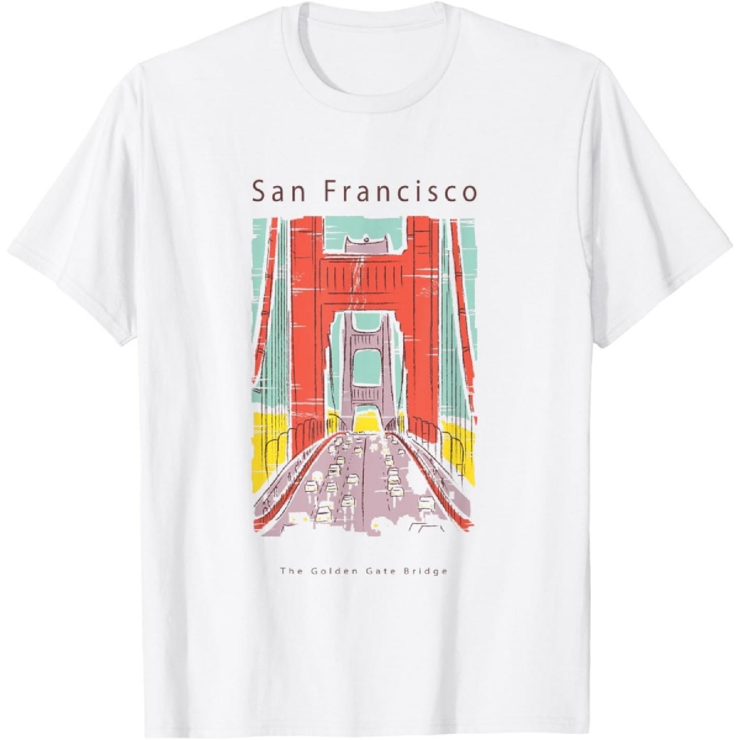Golden Gate Bridge San Francisco Souvenir California Tourist T-Shirt XXXXXL белый