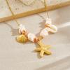 DIEYURO 316L Stainless Steel Irregular Shell Golden Scallop Pendant Necklace Women New Trend Waterproof Neck Chain Jewelry Gift