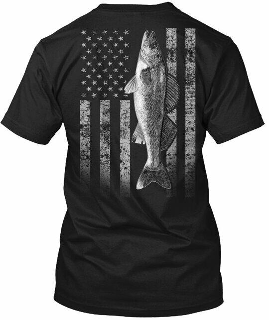 

Real Walleye Fishing Flag T-Shirt Made in USA S to 5XL 100% Cotton 100% Cotton Unisex T-Shirt S