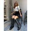 2025 Fashion High Great Quality Comfy Walking Vintage Black Slip On Women's Shoes Cover Trouser Boots for Women